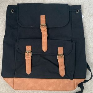 Canvas and leather backpack